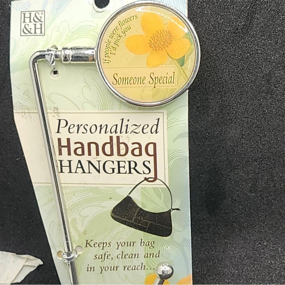 H&H "Someone Special" Silver Handbag Hanger Yellow Flower Purse Hook  NWT